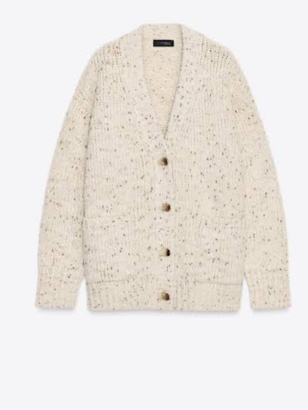 Zara Cream Speckled wool pinchita Button-Front Cardigan size m/l